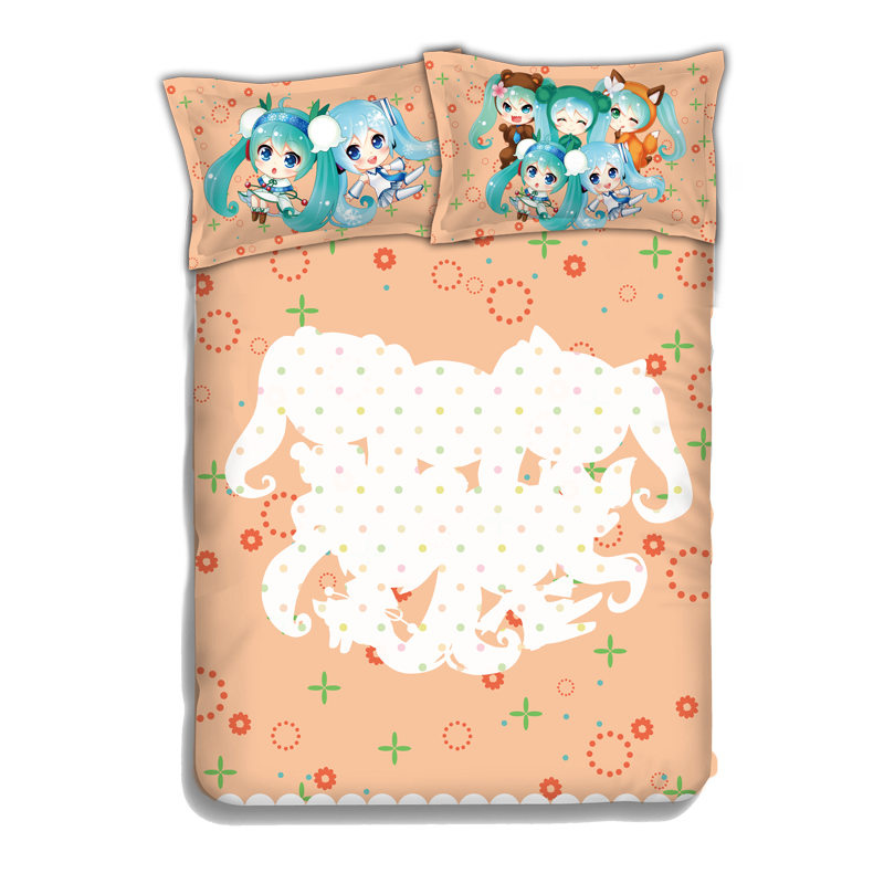 Miku Hatsune - Vocaloid Japanese Anime Bed Sheet Duvet Cover with Pillow Covers